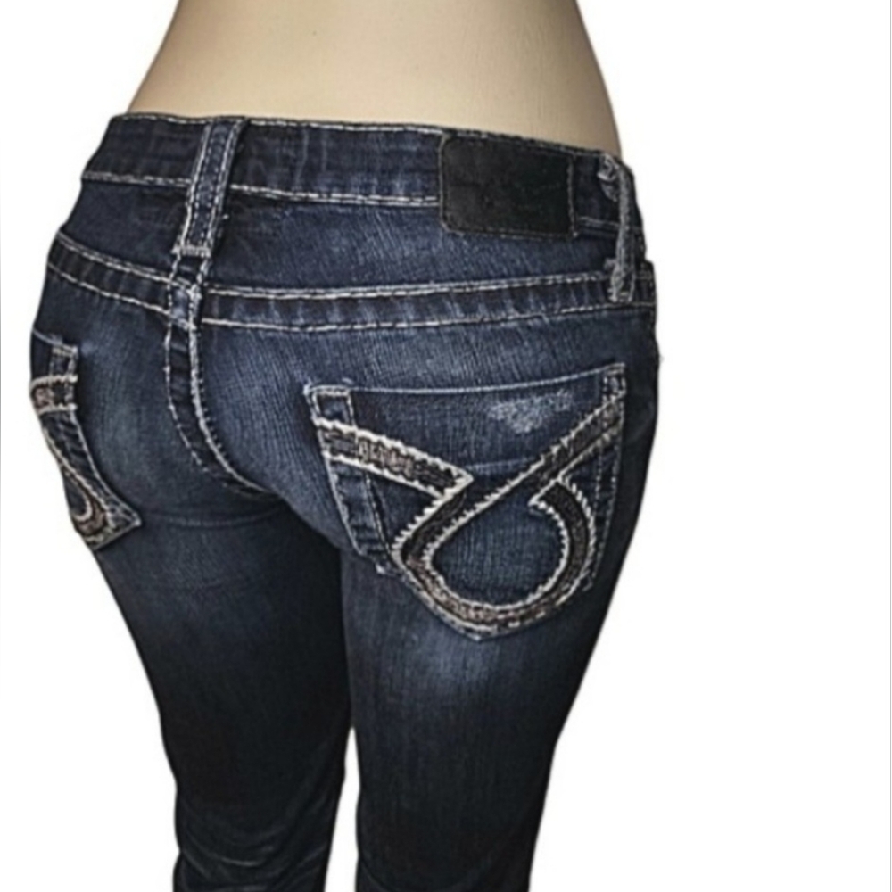 Women's Big Star Nico Distressed Blue Jeans, Embroidered Pockets Size 26R